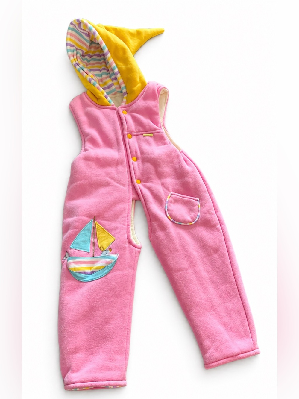 Vintage Rare 90s “Baby Chaps” Pink Hooded Baby Overall